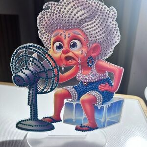 Colorful Cartoon Character with Fan Decor